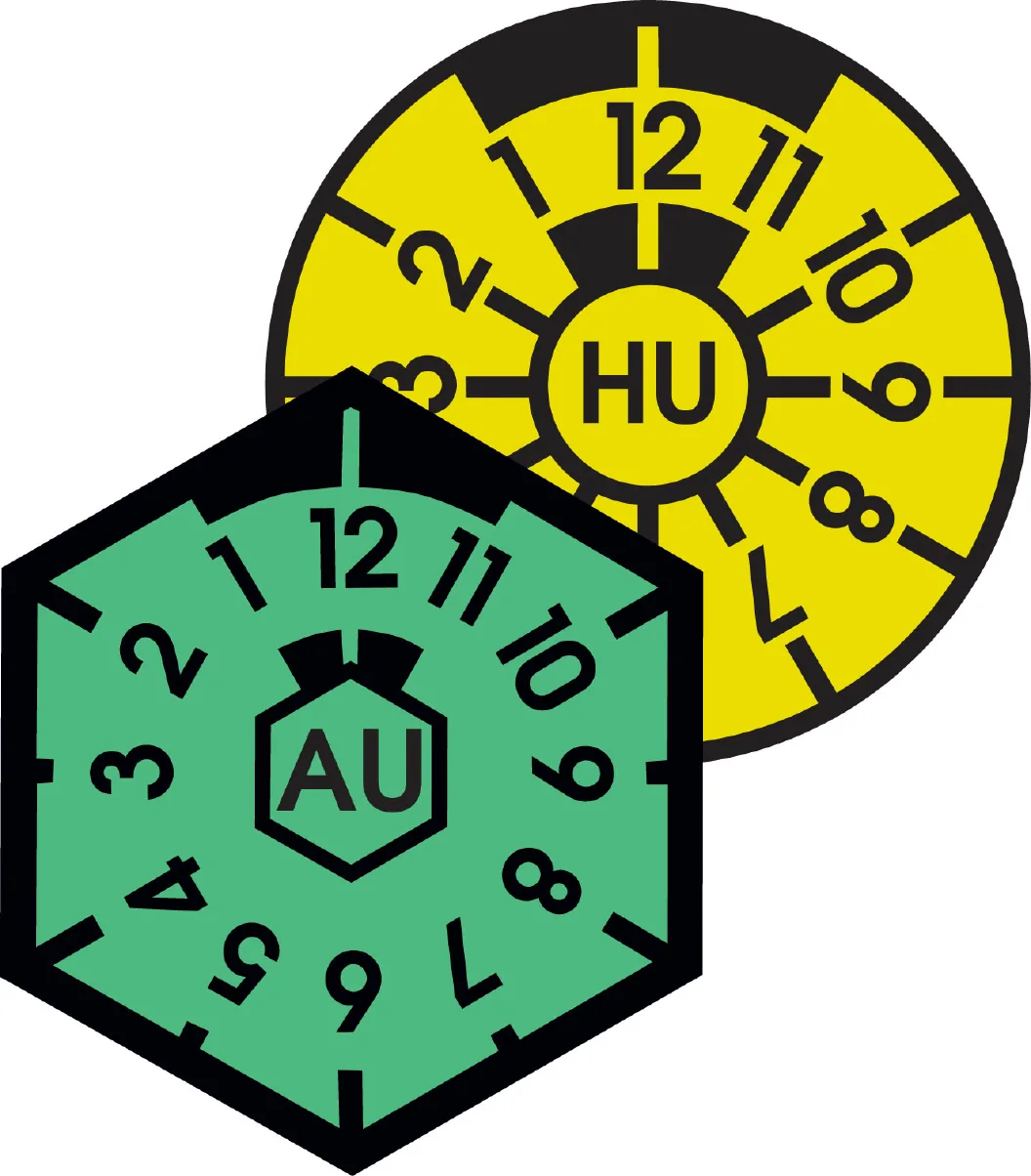 HU- und AU-Prüfplakette